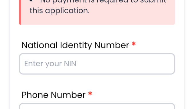 NSCDC Recruitment Application Portal Form
