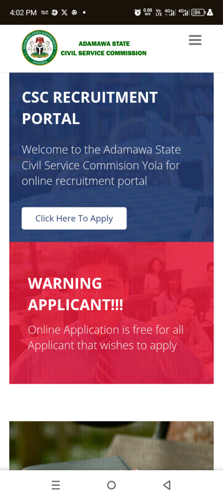 Adamawa CSC CBT Exam Date, Schedule and Center 2025.