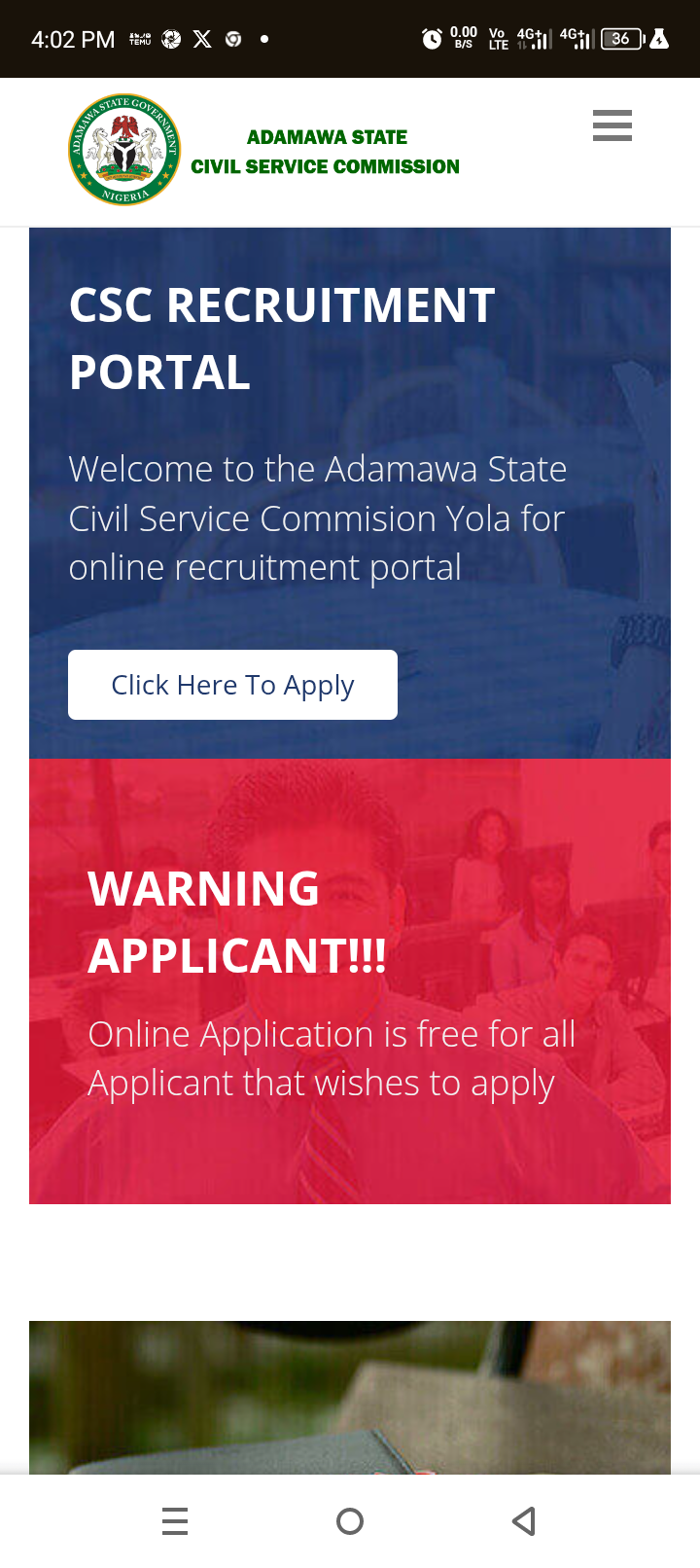 Adamawa CSC CBT Exam Date, Schedule and Center 2025.