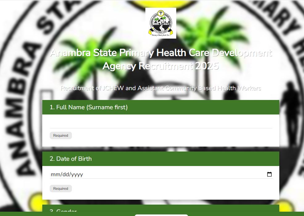 Anambra Primary Health Care Development Agency Recruitment 2025 