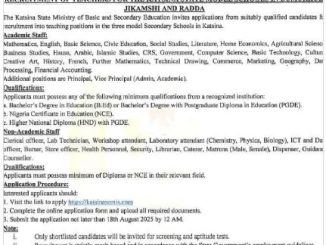 Katsina State Model Schools Teachers Recruitment 2025