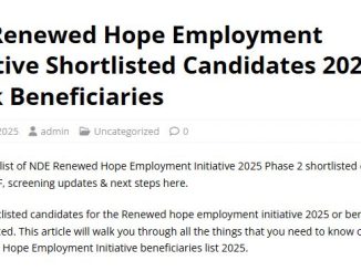 NDE Renewed Hope Employment Initiative Shortlisted Candidates 2025—Check Beneficiaries