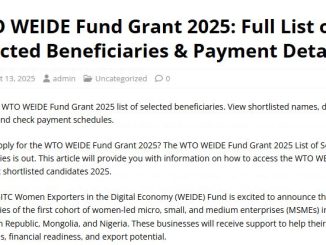 WTO WEIDE Fund Grant 2025 list of selected beneficiaries