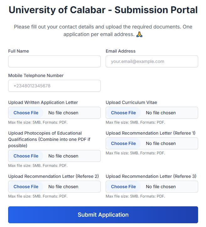 University of Calabar Recruitment 2025 For Academic Staff