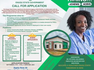 Enugu State Primary Healthcare Development Agency Recruitment