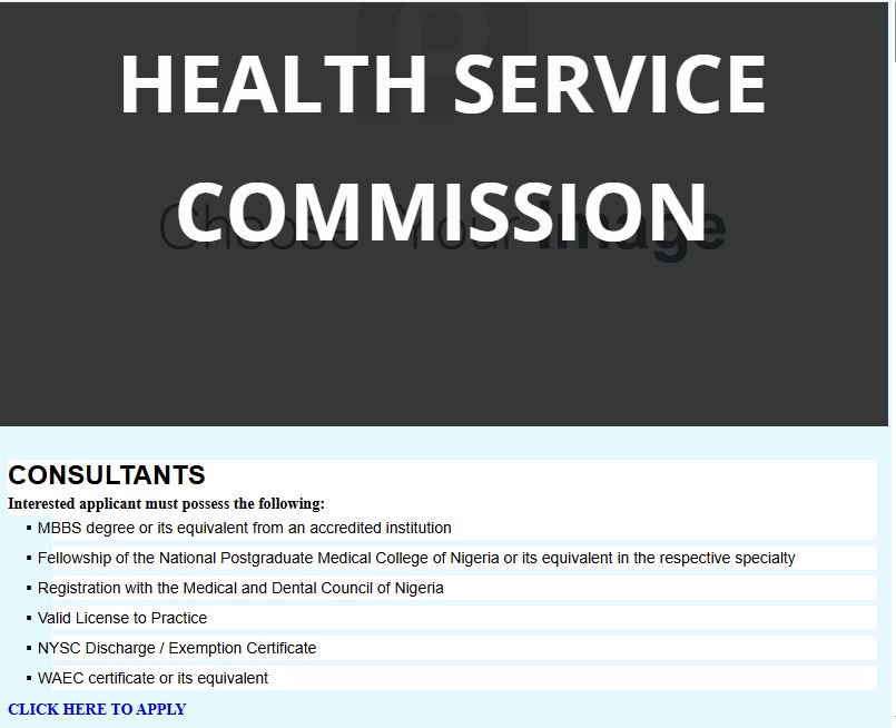 Lagos State LSHSC Recruitment