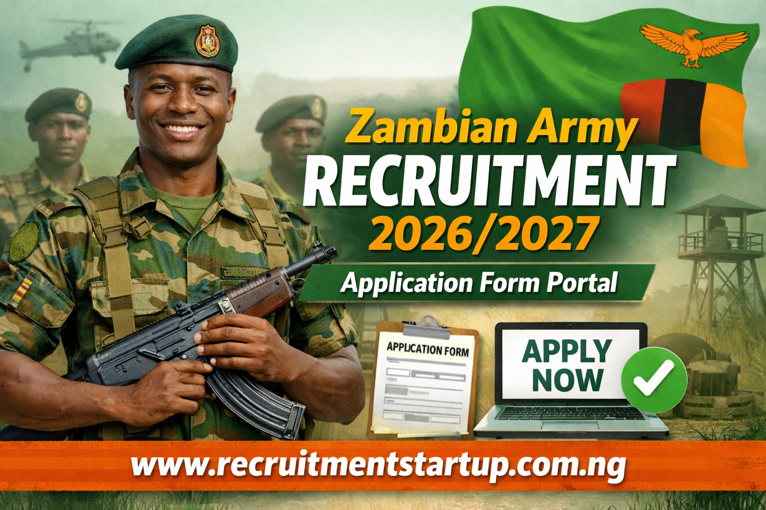 Zambian Army Recruitment 2026/2027 Application Form Portal – How to Apply