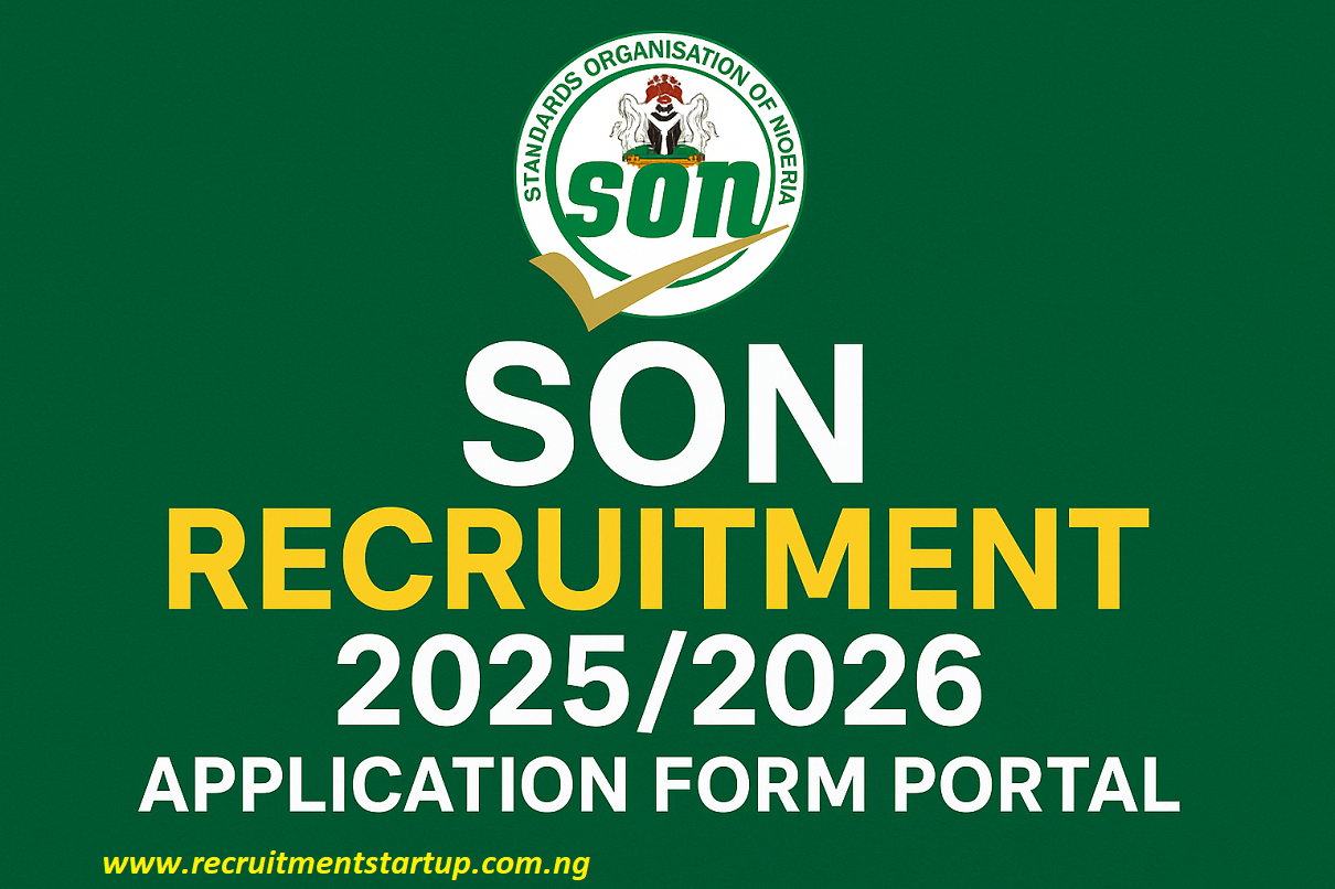 SON Recruitment 2026/2027 Application Form Portal | www.son.gov.ng