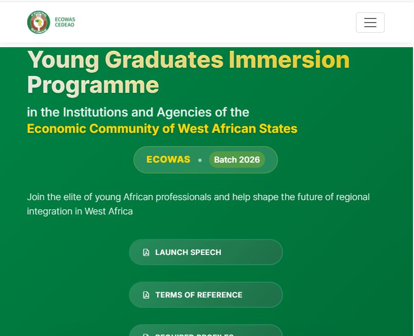 How to Apply for the ECOWAS Immersion Internship Program 2026 for Africans.