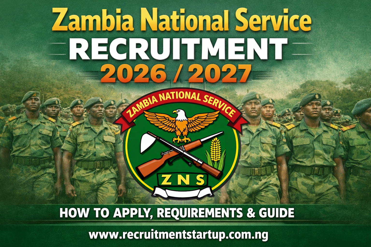 Zambia National Service Recruitment 2026/2027 – How to Apply & Requirements.